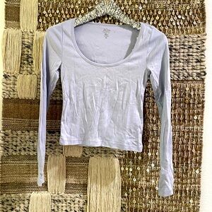 NWT J Crew scoop neck long sleeve tee blue lavender sz S